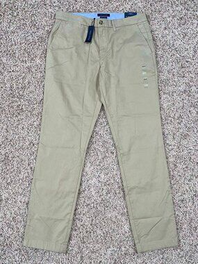 Tommy Hilfiger Men's TH Flex Stretch Slim-Fit Chino Pants Beige Size 35x34 (New)